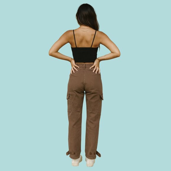 Wilfred Free Brown Cargo Pants Size 6 – High Waist Utility Streetwear - Picture 2 of 10